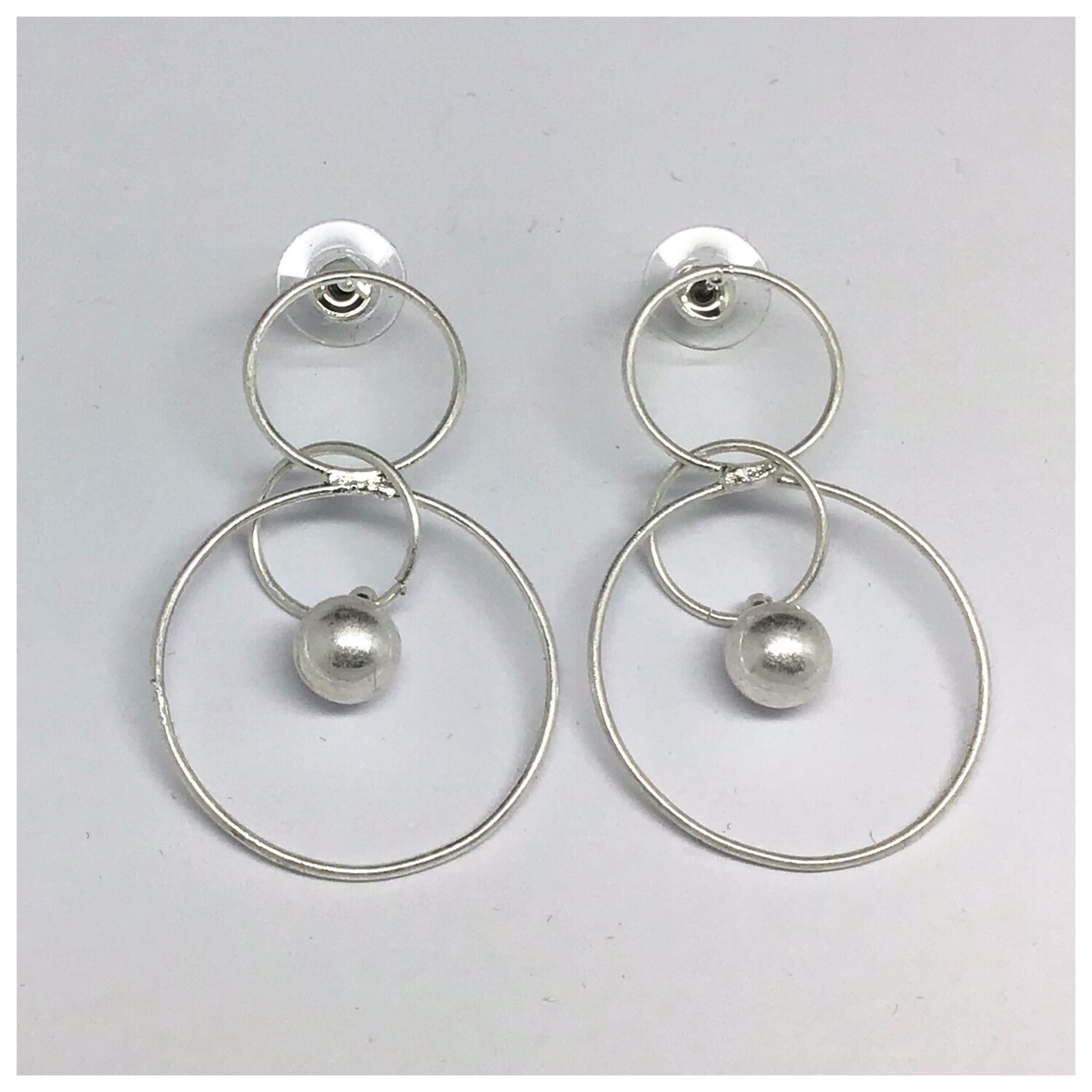 Delicate Circle and Ball Drop Earrings