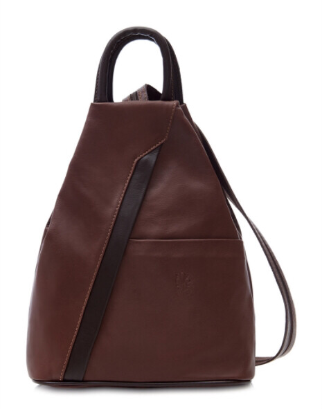 Dark Tan With Chocolate Trim Soft Leather Backpack
