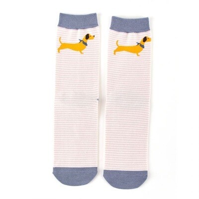 Sausage Dog Stripe Bamboo Socks