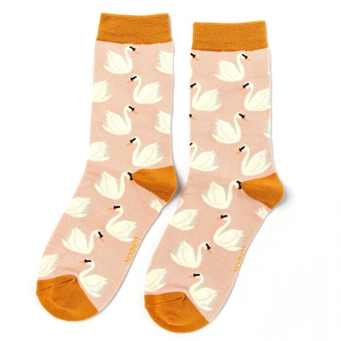 Swan Bamboo Socks - Dusky Pink