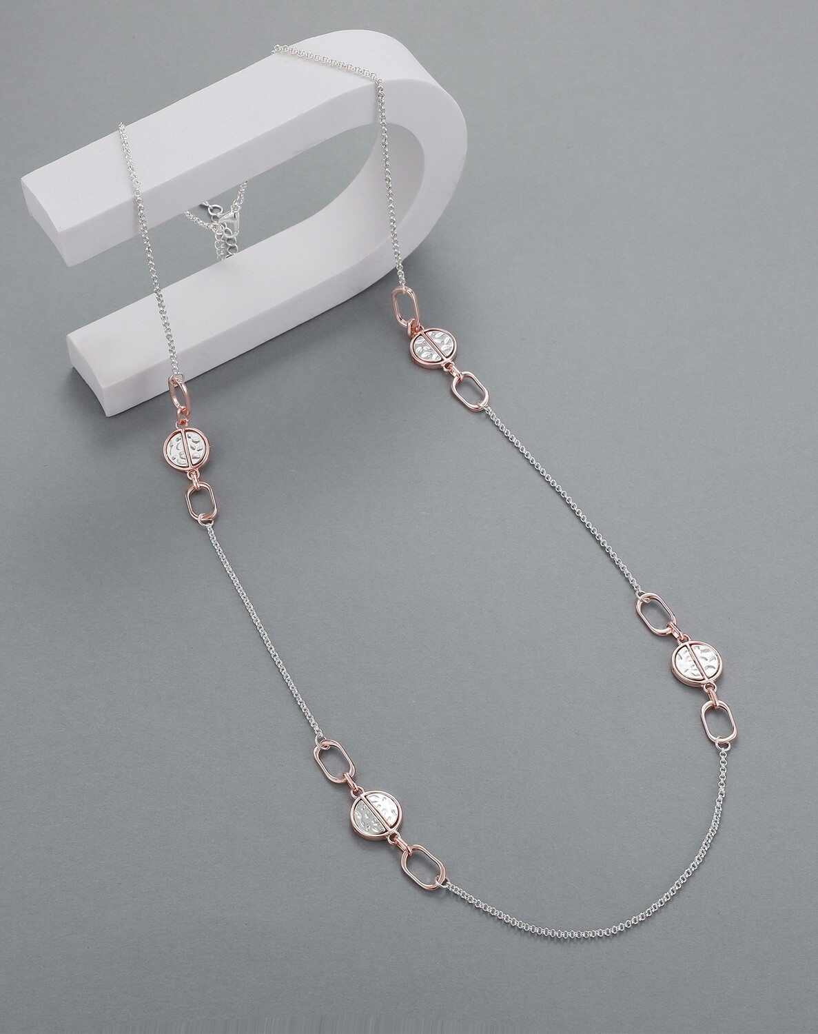 Long Two Tone Disc Necklace