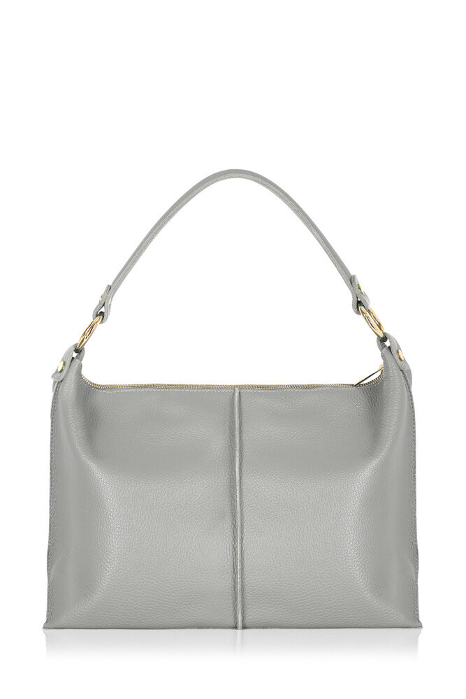 Light Grey “Go To” Textured Leather Bag