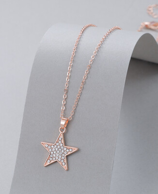 Diamanté Star Pendant - Rose