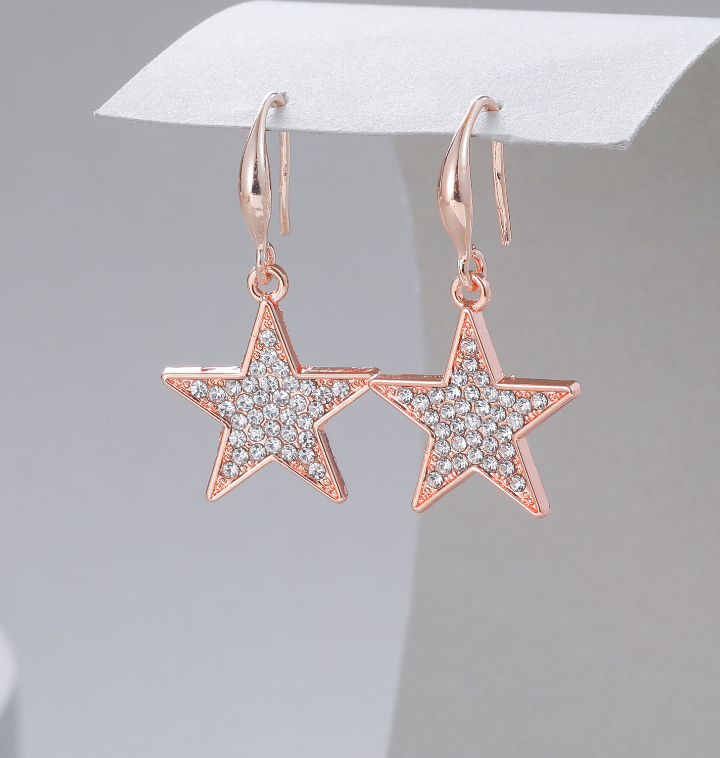 Diamanté Star Earrings - Rose