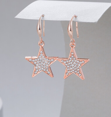 Diamanté Star Earrings - Rose