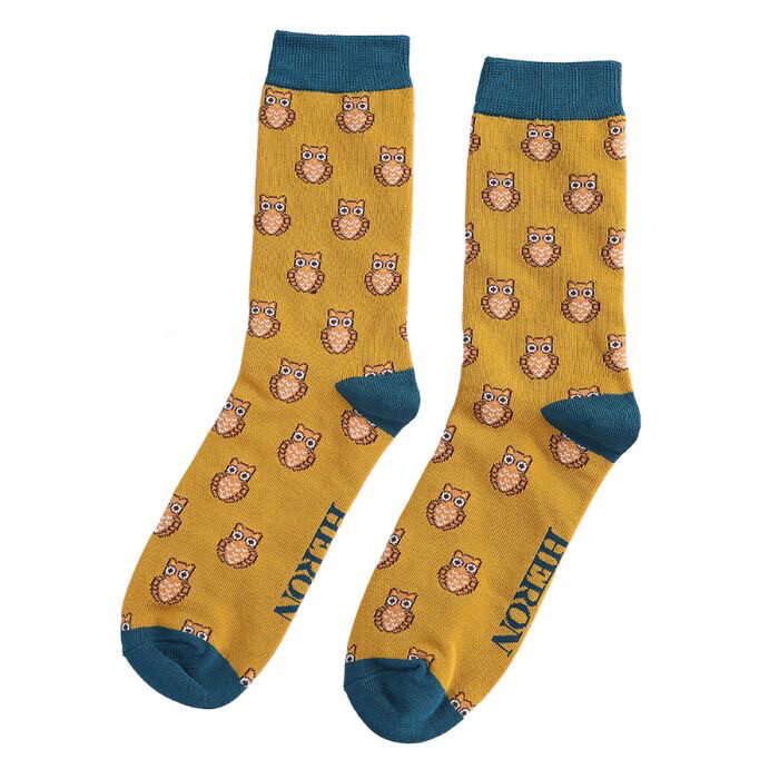 Owl Socks - Mustard
