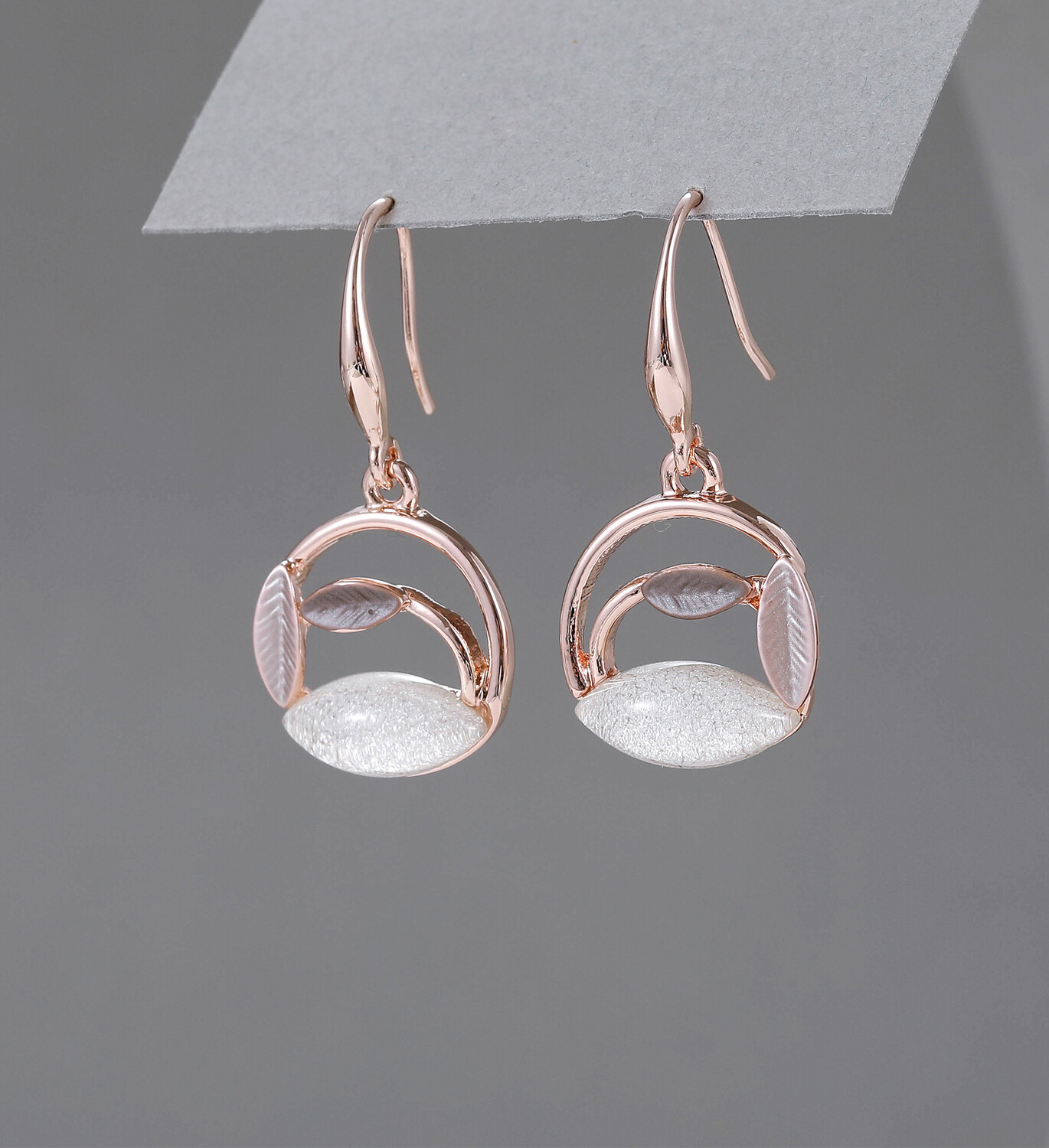 Leaf Circle Drop Earrings