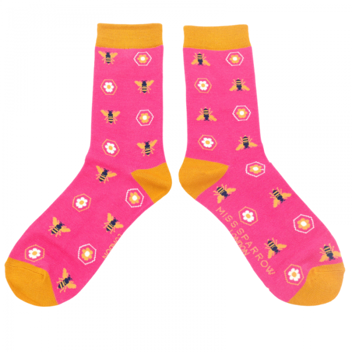 Retro Bee Socks - Pink