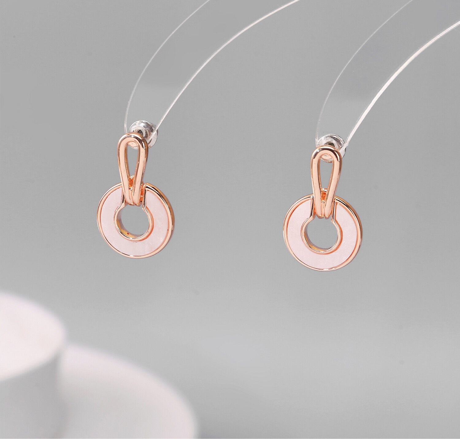 Contemporary Loop Stud Earrings - Rose