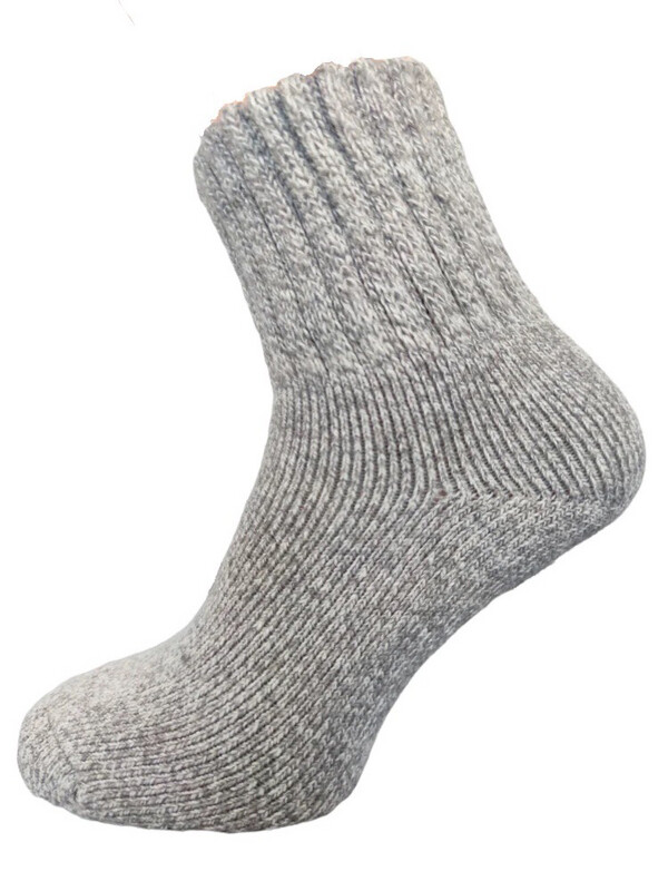 Plain Light Grey Wool Blend Socks