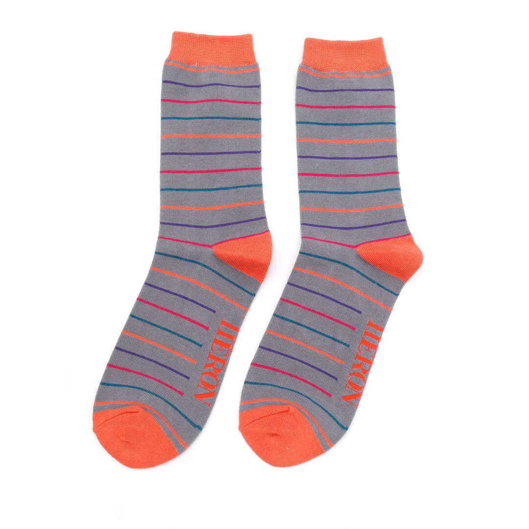 Thin Stripes Bamboo Socks - Grey