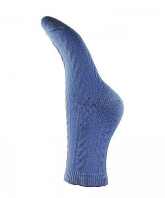 Blue Ribbed Wool Blend Socks