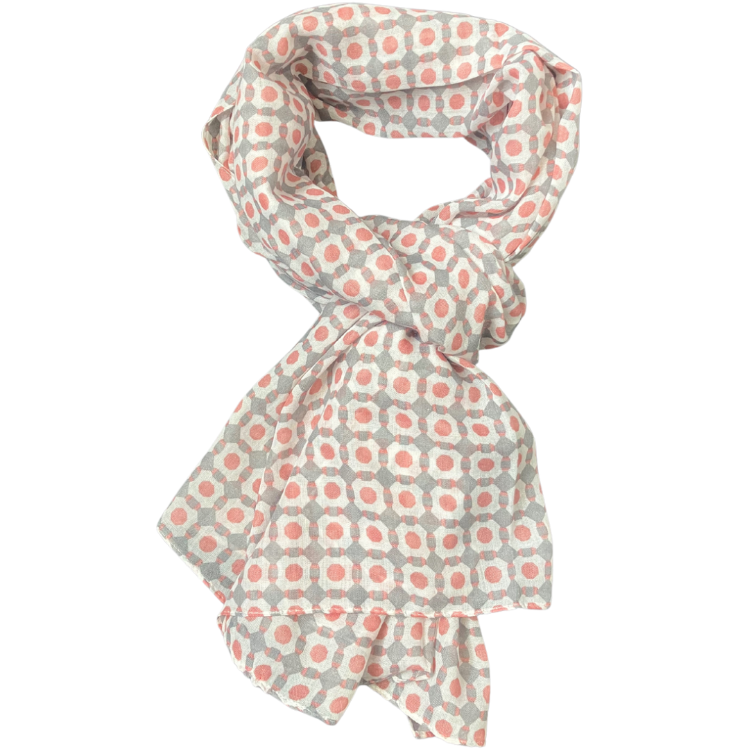Geo Tiles Scarf- Pink