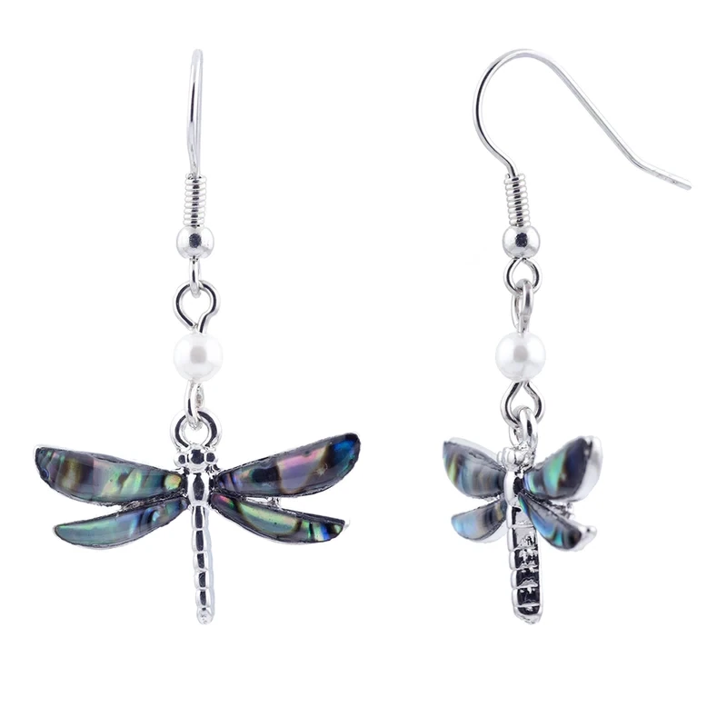 Paua Shell Dragonfly Earrings
