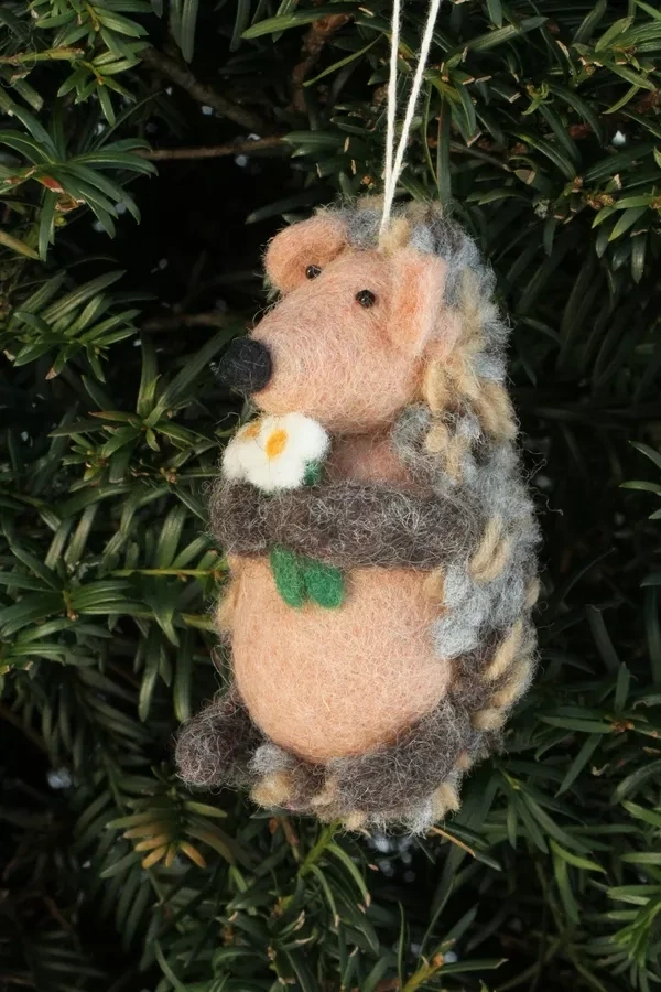 Holly The Hedgehog Wool Hanging Decoration