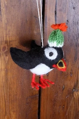 Paul The Puffin Wool Hanging Decoration