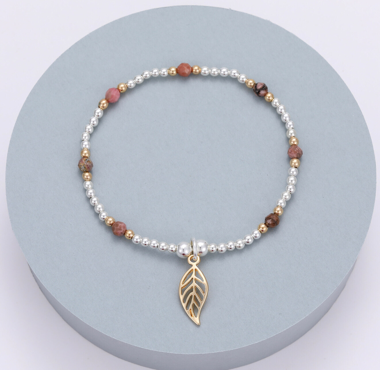 Pink And Gold Leaf Bracelet