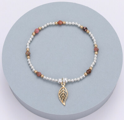Pink And Gold Leaf Bracelet