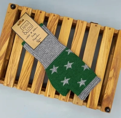 Green And Grey Fingerless Gloves