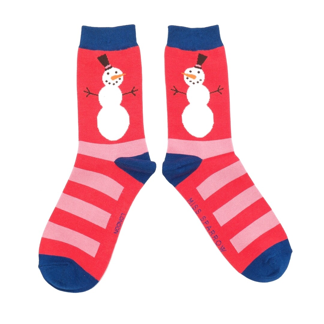 Snowmen Stripes Bamboo Socks