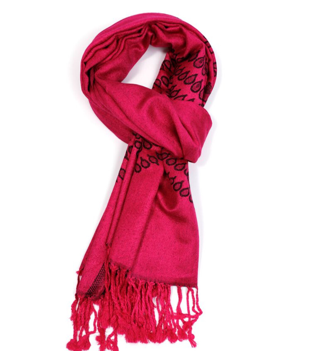 Pink Peacock Patterned Scarf Pashmina Style