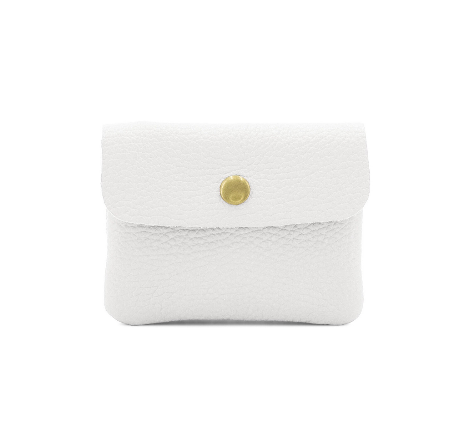 Leather Button Purse - White