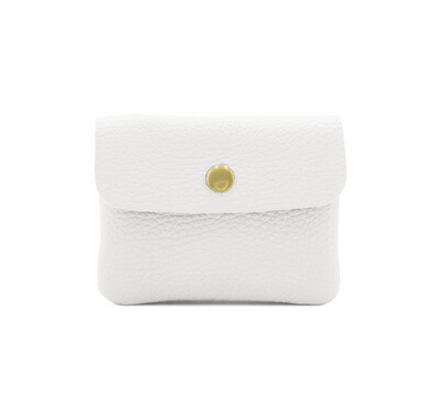 Leather Button Purse - White