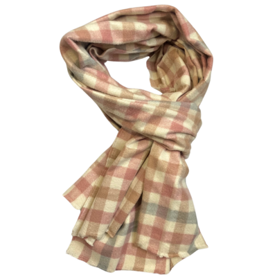 Medium Weight Check Scarf - Pink And Grey