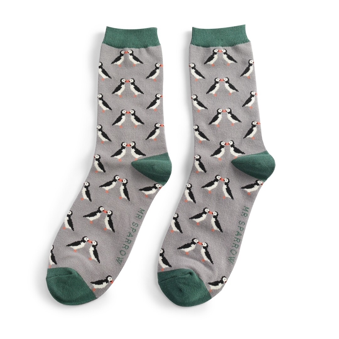 Kissing Puffins Bamboo Socks