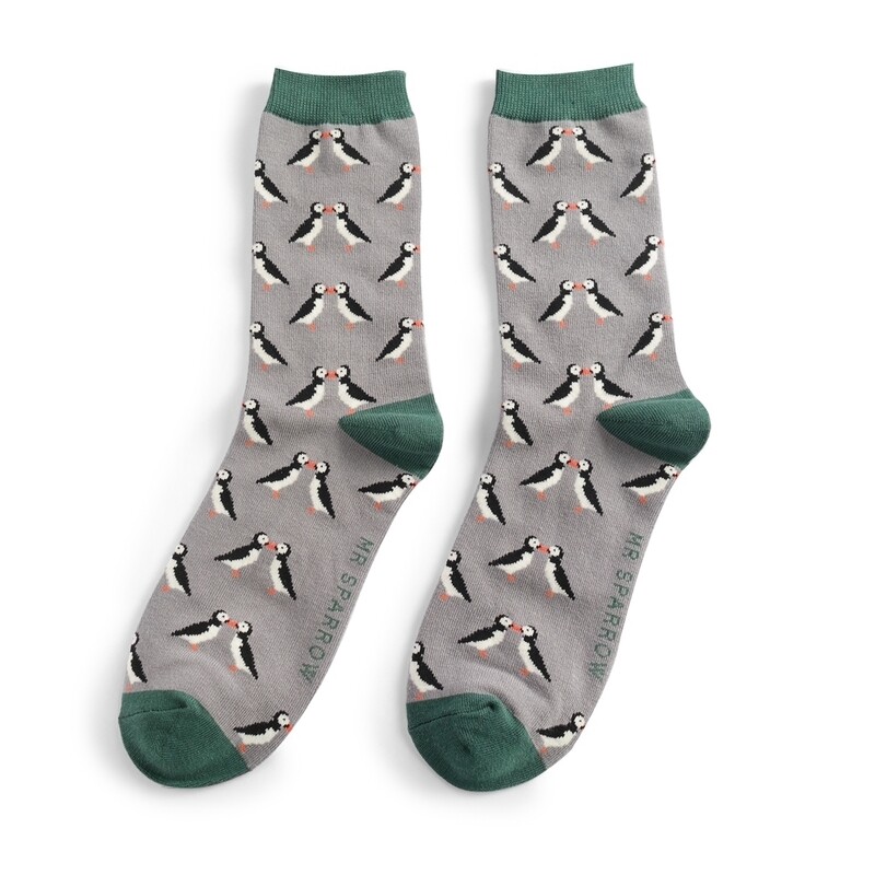 Kissing Puffins Bamboo Socks