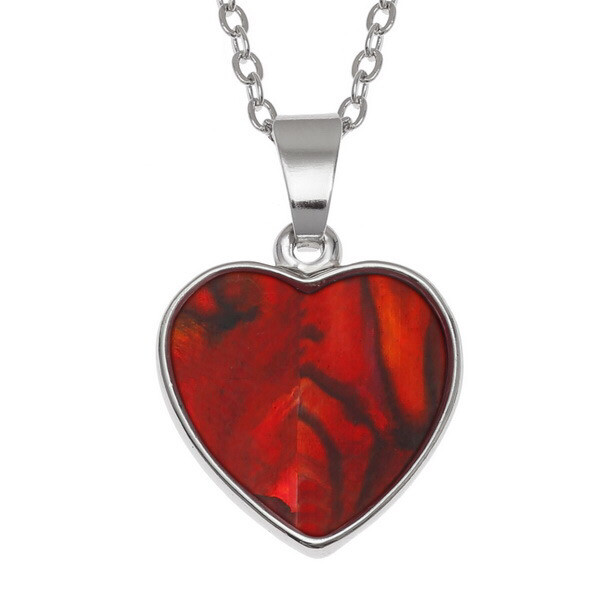 Red Heart Paua Shell Necklace