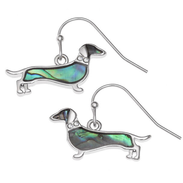 Sausage Dog Paua Shell Earrings