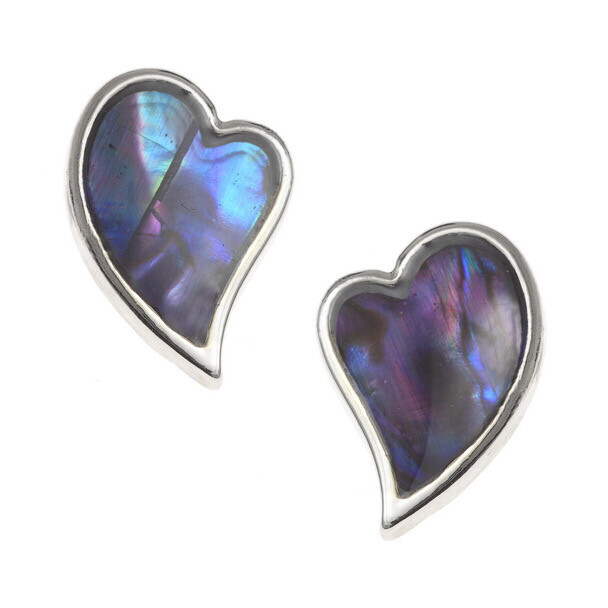 Purple Heart Paua Shell Stud Earrings