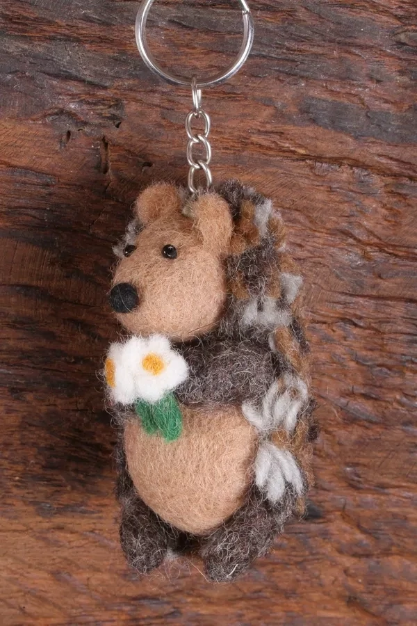 Hand Felted Holly The Hedgehog Keyring
