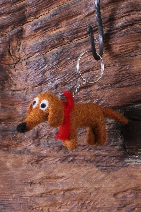 Hand Felted Steven The Sausage Dog Keyring