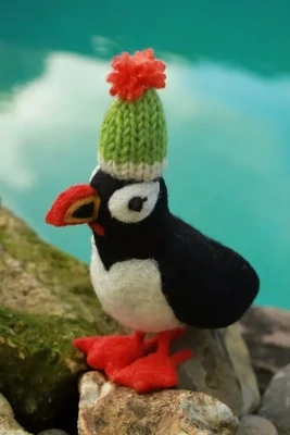Perching Paul The Puffin Felted Animal