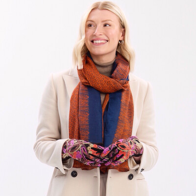 Embroidery Gloves - Pink And Orange Tones