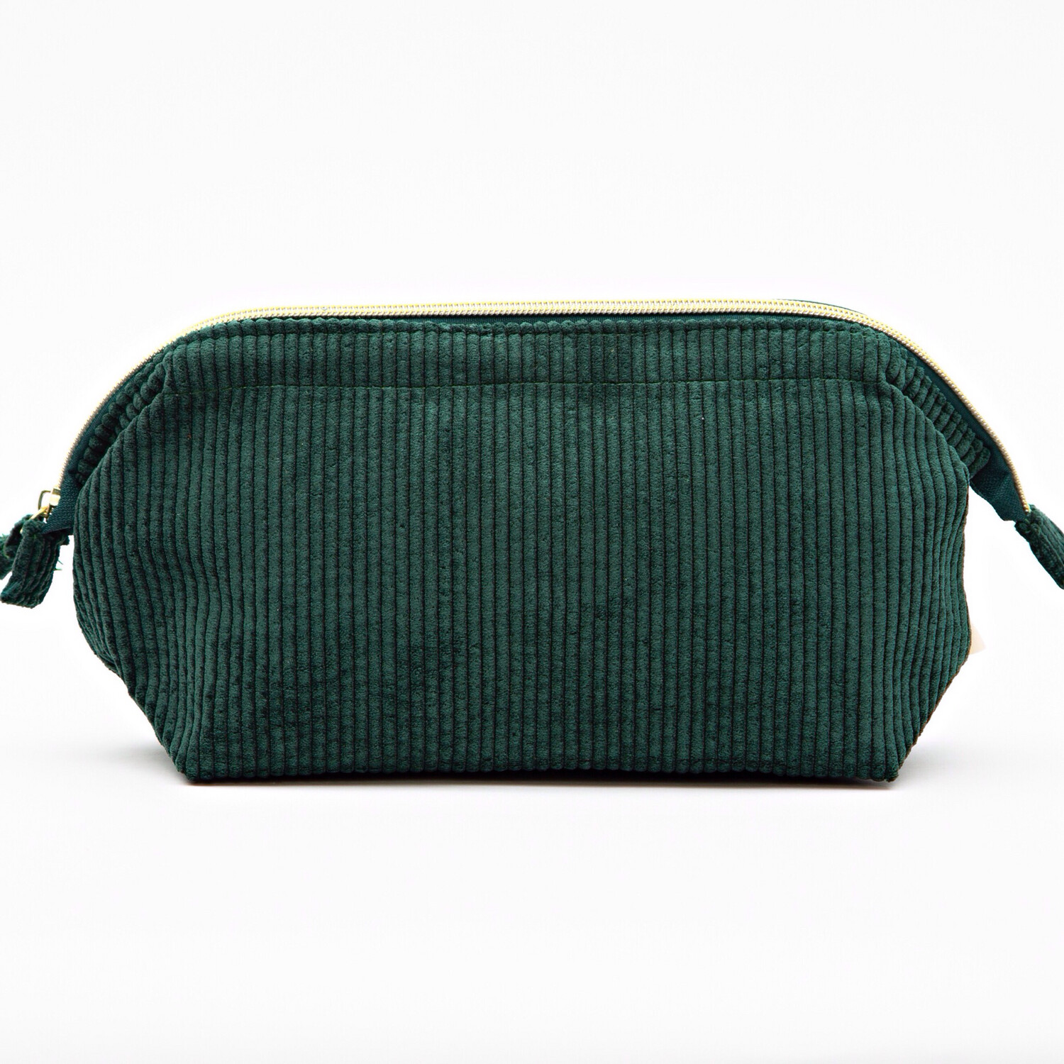 Dark Green Corduroy Cosmetic Bag - Large
