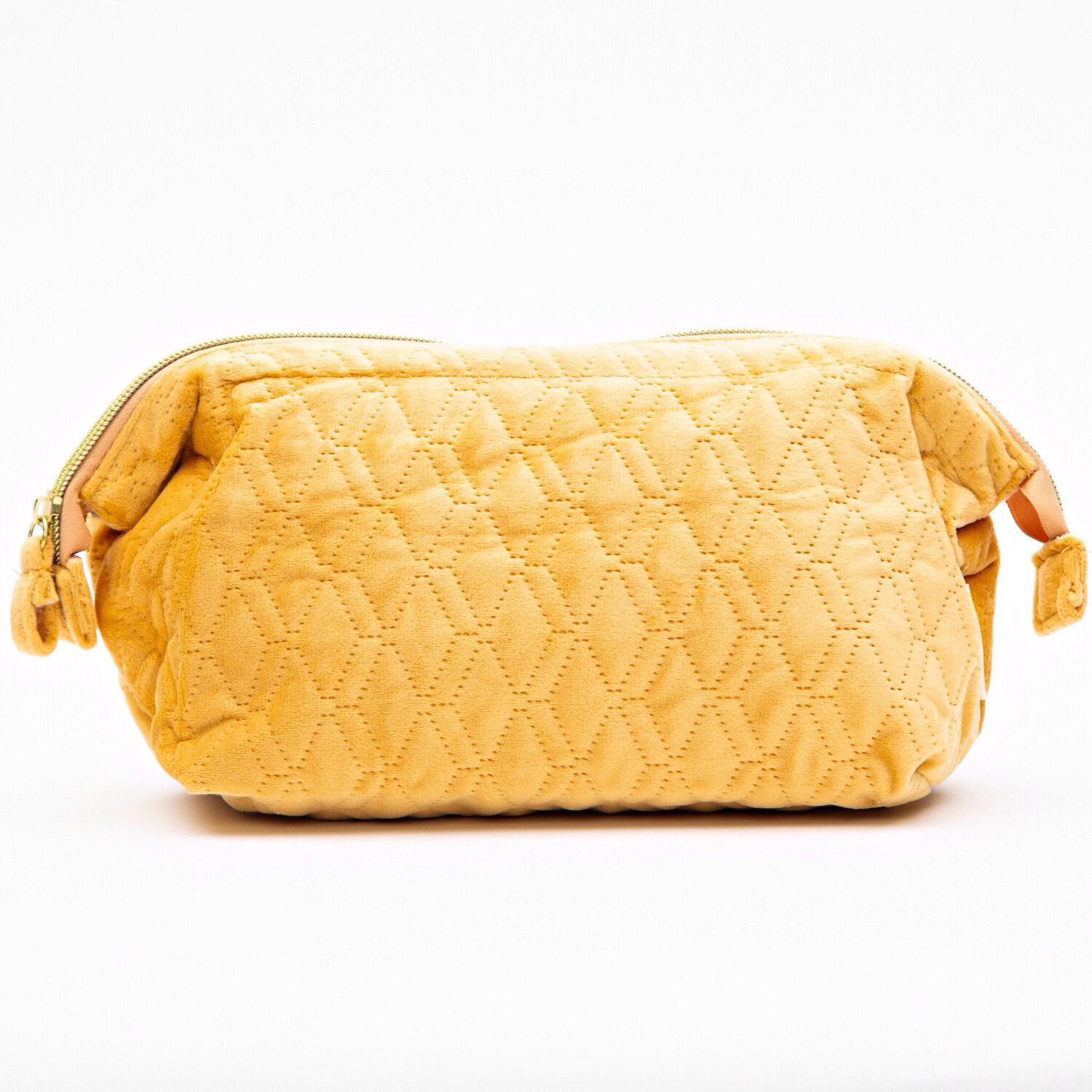 Mustard Quilted Cosmetic Bag - Large