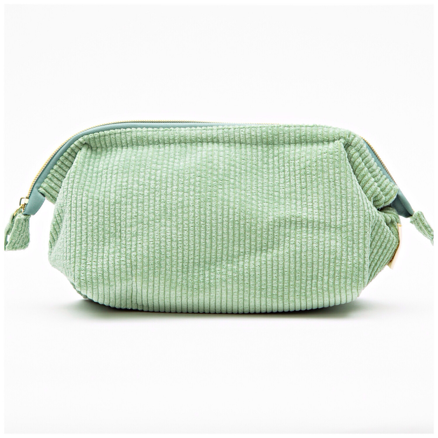 Light Green Corduroy Cosmetic Bag - Large