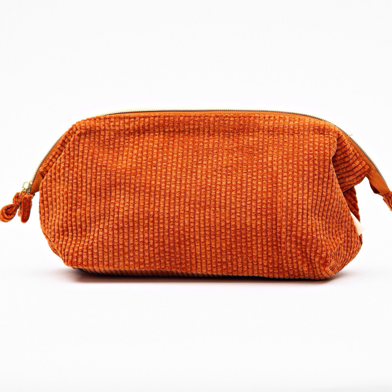 Burnt Orange Corduroy Cosmetic Bag - Large
