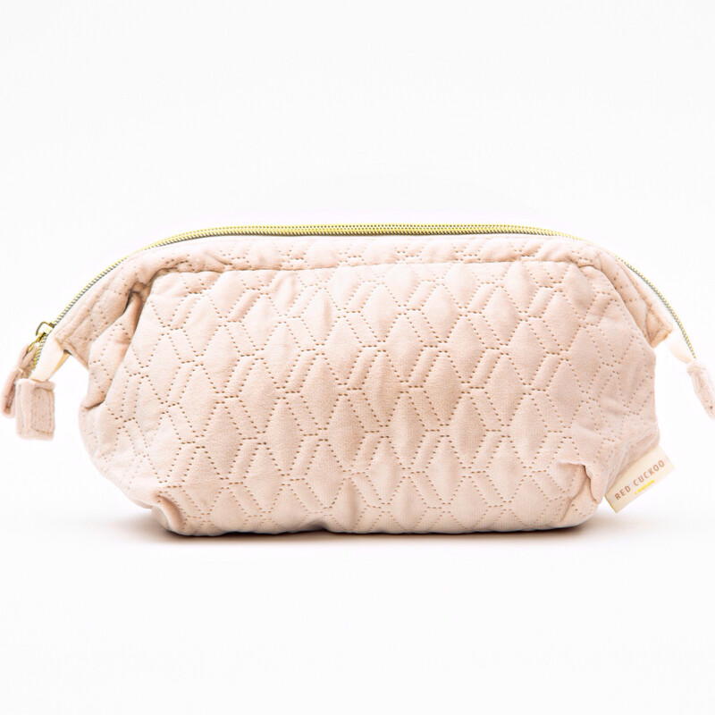 Cream Quilted Cosmetic Bag - Large
