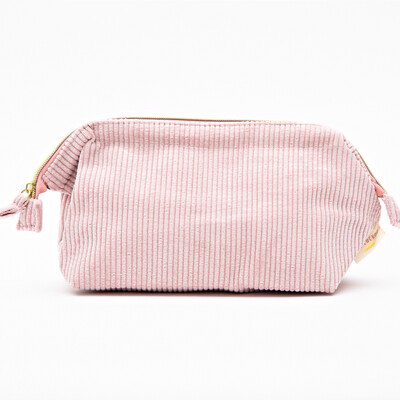 Pink Corduroy Cosmetic Bag - Large
