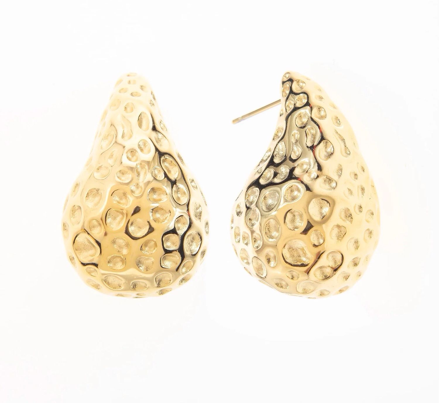 Textured Teardrop Earrings - Gold