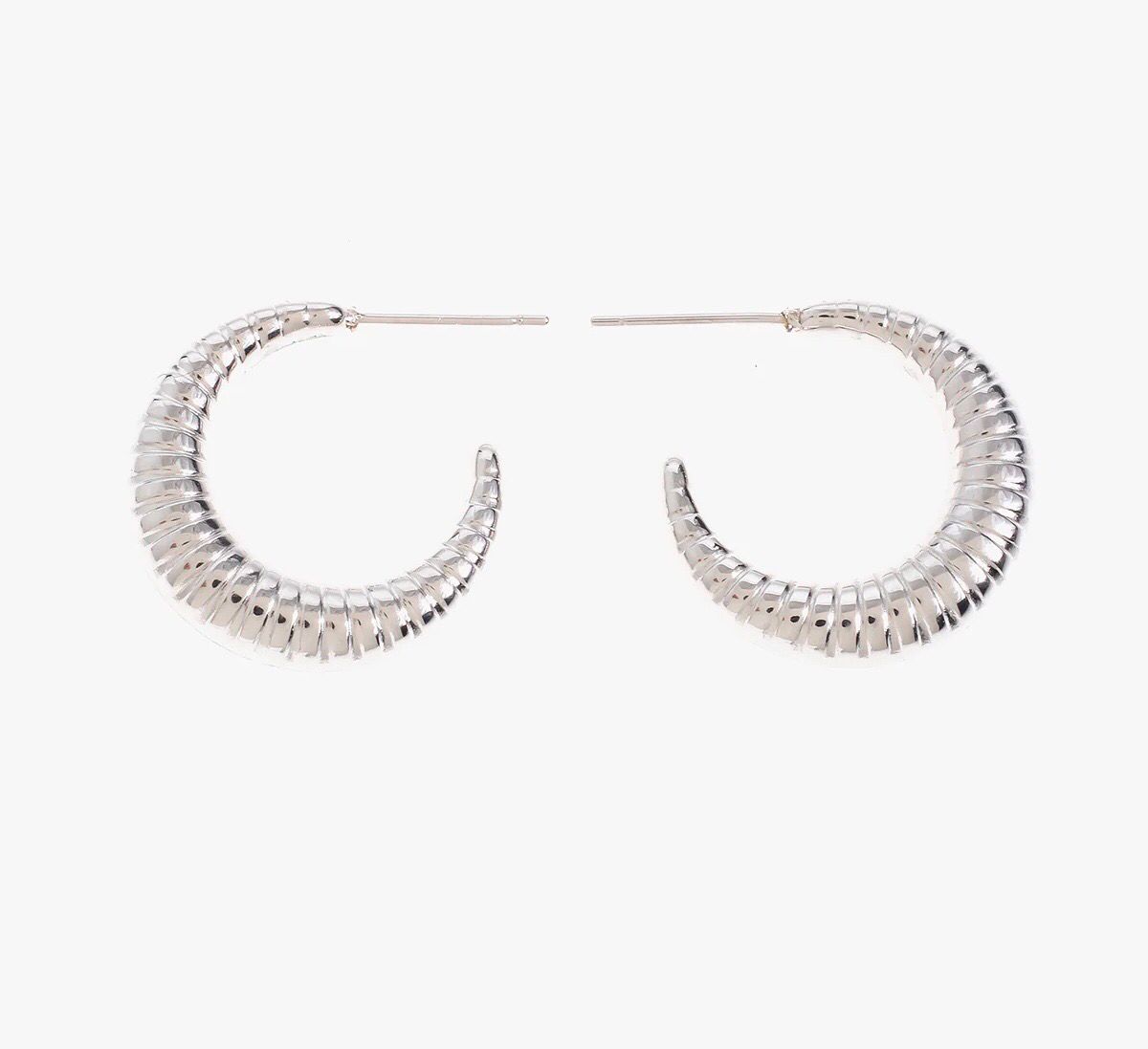 Textured Silver Hoop Earrings