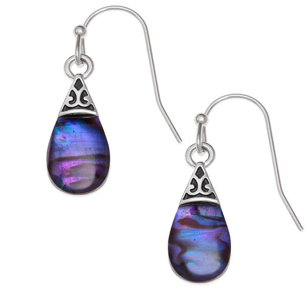 Purple Teardrop Paua Shell Earrings