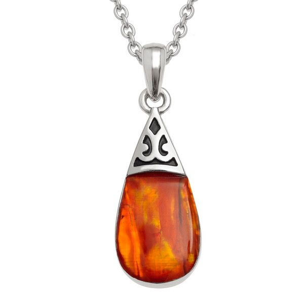 Amber Teardrop Paua Shell Necklace