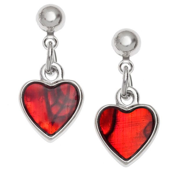 Red Heart Paua Shell Stud Earrings