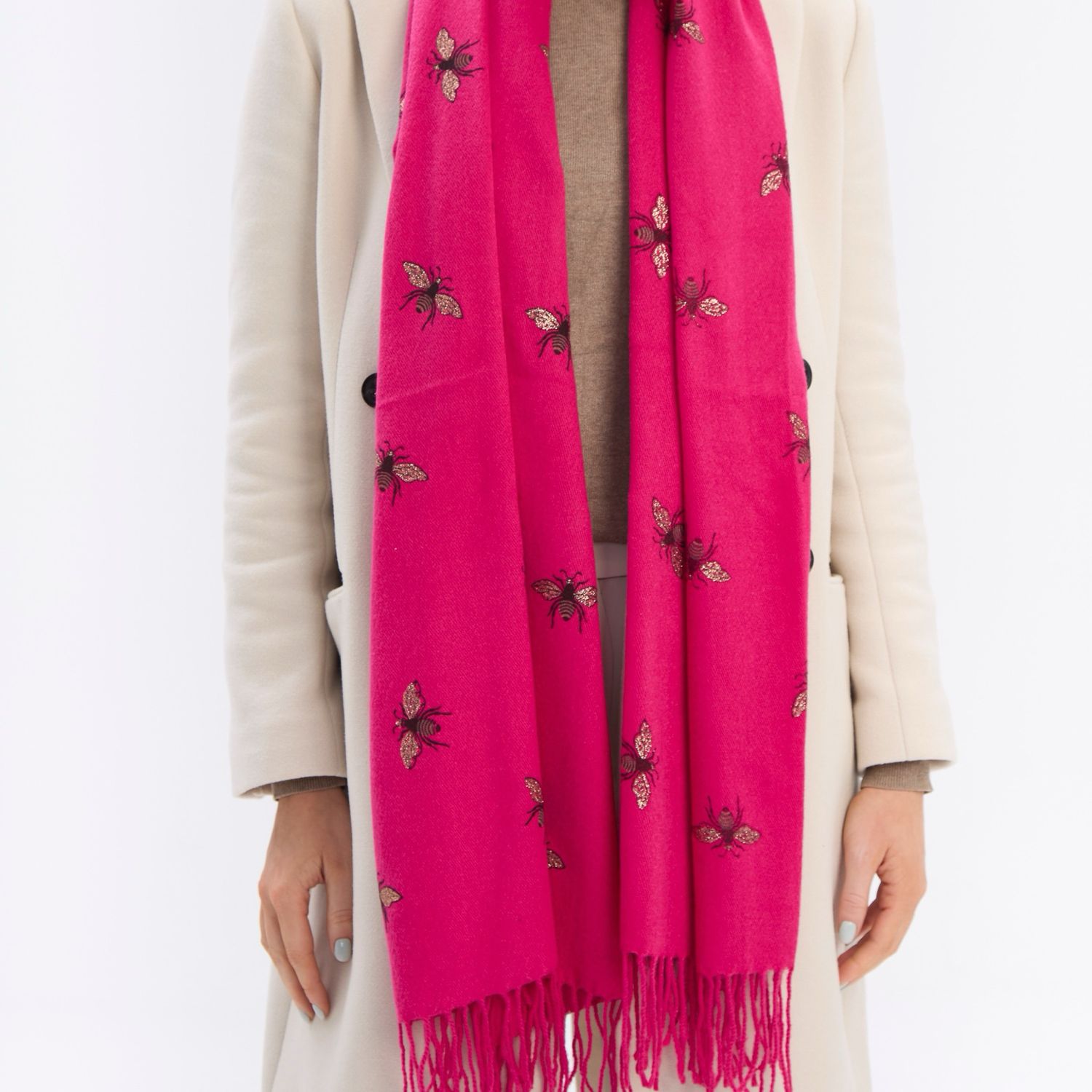 Medium Weight Bee Scarf - Fuchsia