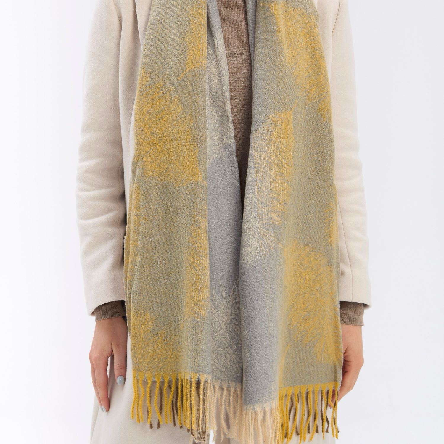 Medium Weight Feather Scarf - Grey